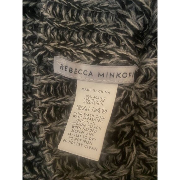 NWOT Rebecca Minkoff Black and White Knit Pom Pom Beanie OS - Picture 2 of 2